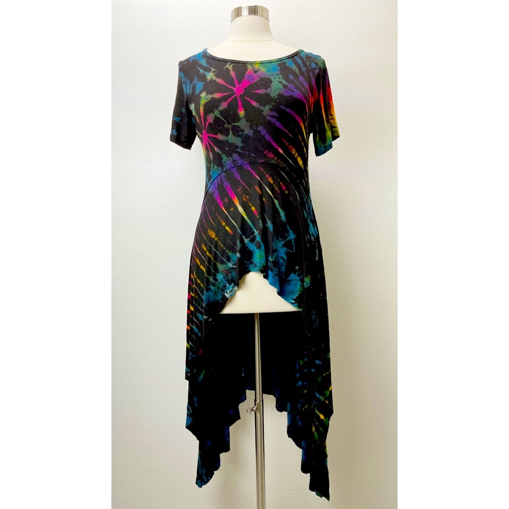 Kathmandu Imports Black Tie Dye Hi-Low Tunic